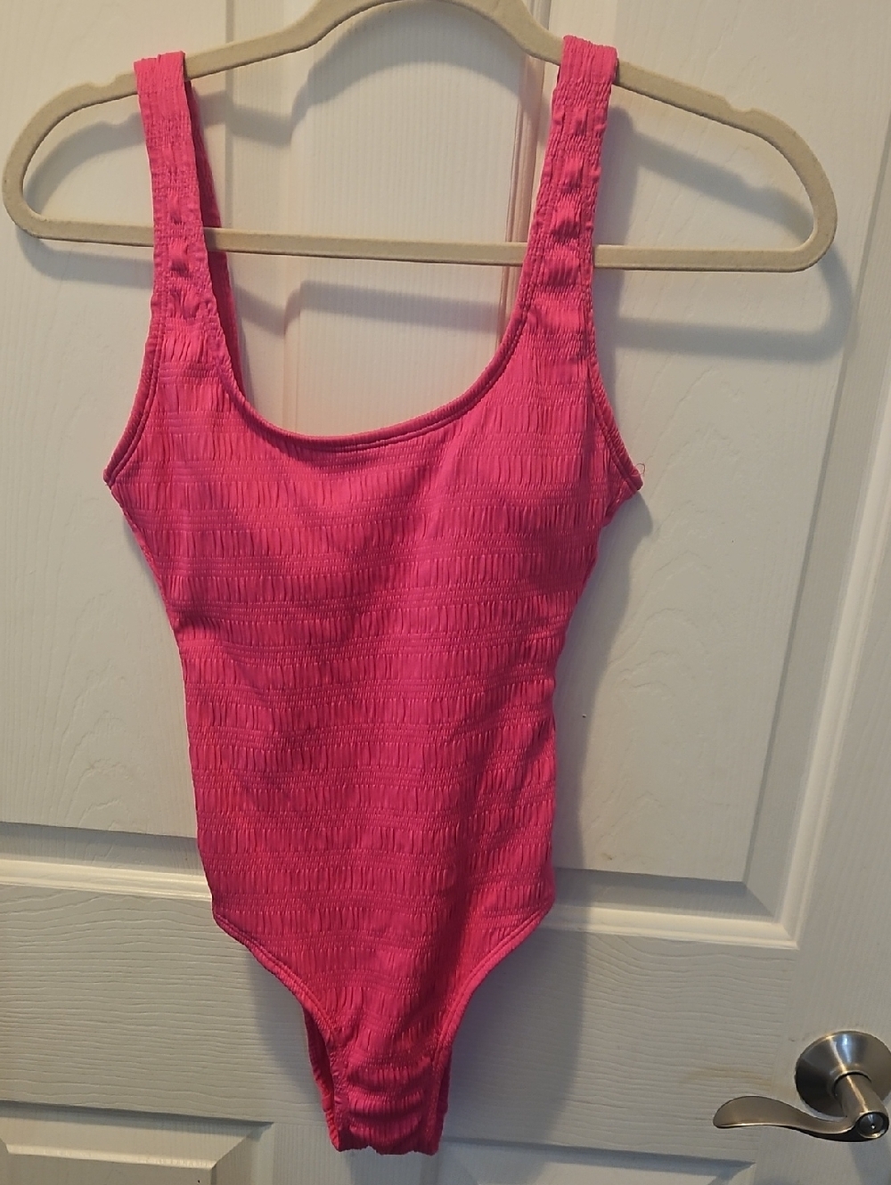 No Boundaries Hot Pink Textured One-Piece Bodysuit XS